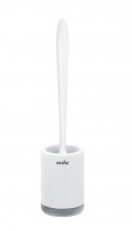 Ерш для туалета BP-13 WHITE/GRAY с подставкой и силиконовой щеткой, бело-черный