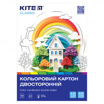 Картон цветной двустор. (10 лист/10 цвет), А4 Kite Classic (K-255)