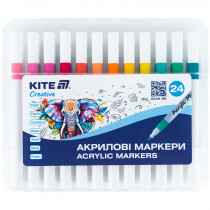 Маркеры акриловые, набор 24шт, Kite Creative Маркеры акриловые, набор 24шт, Kite Creative