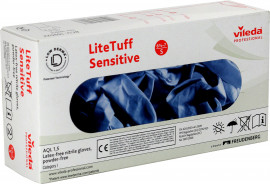 Перчатки нитриловые неопудренные LiteTuff, размер S, 100шт./уп., син. (169022) Перчатки нитриловые неопудренные LiteTuff, размер S, 100шт./уп., син. (169022)
