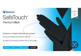 Рукавички нітрил. без пудри SafeTouch® Premium™ Black 1187H-C (5,0г), розм. M, 100шт./уп., чорн.