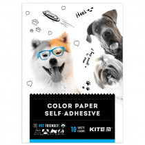 Бумага цвет. самоклеющаяся (10 л./10 цв.), А5, Kite Dogs