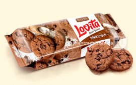 Печиво Lovita з какао та кусочками глазурі, 150гр. Печиво Lovita з какао та кусочками глазурі, 150гр.