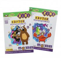 Картон цветной 10листов, 230г/м2 KIDS Line (8 станд. цветов + золото и серебро)