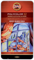 Карандаши цветные, 12цв., художественные POLYCOLOR, метал./коробка