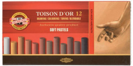 Пастель сухая 12 цветов, TOISON D'OR 8522012002br, коричневые оттенки.