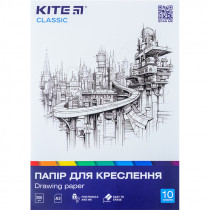 Папір для креслення А3, 10 аркушів, 200г/м2, Kite Classic Папір для креслення А3, 10 аркушів, 200г/м2, Kite Classic