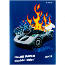 Бумага цветная двустор. (15лист/15цвет), А4 «Hot Wheels»