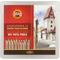 Олівці кольорові, 24кол., пастельні, GIOCONDA, метал./коробка Олівці кольорові, 24кол., пастельні, GIOCONDA, метал./коробка