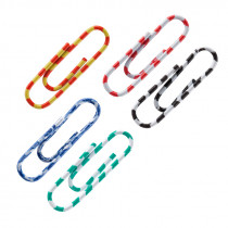 Скрепки цвет. полосатые, 28 мм, 100 шт, пласт. конт