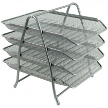 Лоток горизонтальный 4 в 1 металлический, серебр.