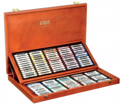Пастель сухая 120 цветов, TOISON D'OR 8539, в деревянном двухярусном футляре