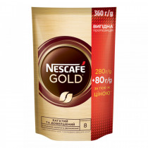 Кофе растворимый Nescafe Gold, 360г. (280+80г.) в пакете (7613035932081)