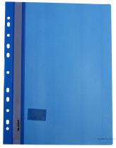 Скоросшиватель с прозрачным верхом и перфорацией, А4, син.