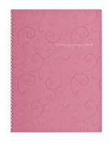 Тетрадь на спирали А4, 80л., клетка, Barocco, пластик. обложка, розов.