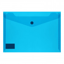 Папка-конверт на кнопці, А5 глянц., напівпрозора, син.