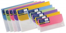 Папка-конверт на липучці А4 Travel на 4відд., полупроз., асорті