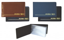 Визитница на 24 визитки, карман, винил., син.