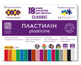 Пластилин CLASSIC 18цв., 360г.
