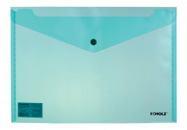 Папка-конверт на кнопці, А4, прозора, товщина 180мкм., зелен.