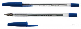 Ручка кулькова, корпус прозор., ст. син.