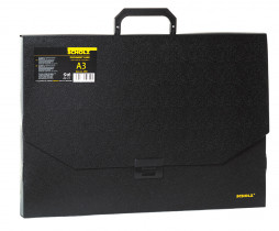 Портфель А3, на 1 отделение, пластик. с ручкой, черн.