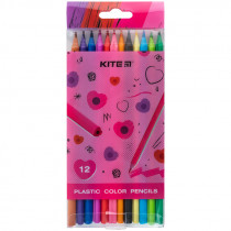 Карандаши цветные пластиковые, 12шт Kite Heart
