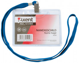 Бейдж горизонтальный 116*92мм., с лентой син.