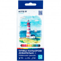 Олівці кольорові акварельні, 12 шт. Kite Classic
