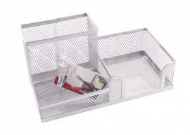 Подставка-органайзер 203x105x100мм., на 3 отделения, металлическая, серебр.