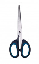 Ножницы 21,5см.,  с резиновыми вставками, син.