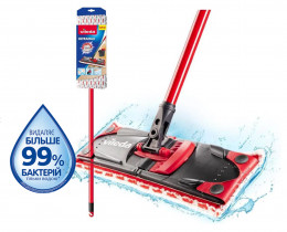 Швабра для мытья пола + микрофибра насадка, Ultramax, с телескоп/ручкой, красн.
