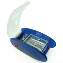 Точилка пластиковая профессиональная Automatic Long Point, 2 отверстия + 2 запасных лезвия, син.