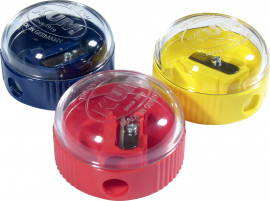 Точилка з контейнером 210, пластикова, кругла, закриваючийся отвір, змінна точилка, асорті