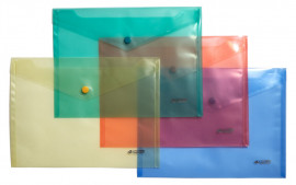 Папка-конверт на кнопке В5+ (210*285мм.), прозр., ассорт.