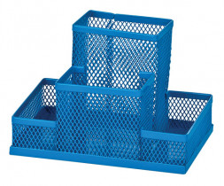 Підставка для ручок та канцтоварів на 4 відділення, металева син.