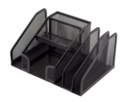 Підставка для ручок і канцтоварів на 7 відділення, металева, чорн.