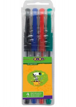 Гелевая ручка, корпус прозр., набор 4шт./уп.