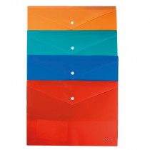 Папка-конверт на кнопке В5+ (210*285мм.), непрозр., ассорт.