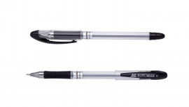 Ручка кулькова MaxOFFICE, 0,7мм., корпус прозорий, стержень чорн.