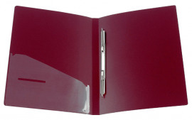 Папка со скоросшивателем и карманом А4, 20мм., пластик, бордо