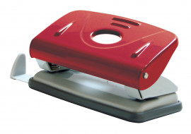 Діркопробивач на 2 отвори, до 10 аркушів (4344), металевий, черв.