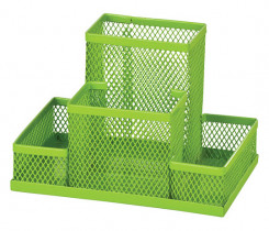 Підставка для ручок і канцтоварів на 4 відділення, металева салат.