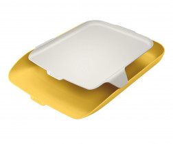 Лоток горизонтальный Leitz Cosy с органайзером, желтый