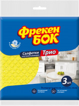 Серветки целюлозні вологопоглинаючі Трио, 18*18см., 3шт/уп.