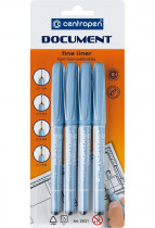 Набір Лінеров Document 0,25-0.7мм., 2631,  корпус блакит., стрижень чорн., 4шт./уп.