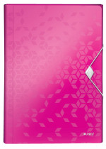 Папка-картотека на 6 відділень Wow, А4, на гумках, з перегородками, метал. рожев.