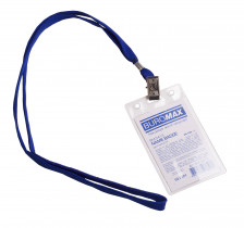 Бейдж вертикальный 64*108мм., со шнурком на клипе