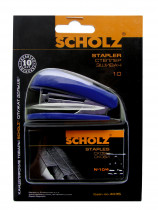 Степлер-міні №10 8арк., пластик. + 1000 скоб, син.