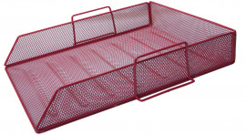 Лоток горизонтальный для бумаг, металлический, красн.